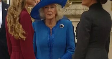 Queen Camilla 'pulled rank' over the Princess of Wales during their conversation with US First Lady Melania Trump, body language expert Judi James has claimed