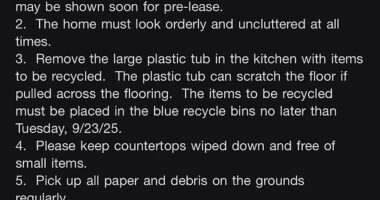 A group of young renters were still dealing with a raccoon living in their ceiling when their landlord sent them a bizarre list of ' house rules ' - including keeping countertops clear at all times and staging the home as if it were about to be sold