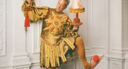Richard E Grant dressed as a candelabra while Joanna Lumley transformed into three flying ducks for The World of Interiors's October edition