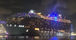 The cruise ship returned to Miami on Monday evening, with two passengers taken to hospital