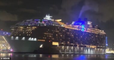The cruise ship returned to Miami on Monday evening, with two passengers taken to hospital