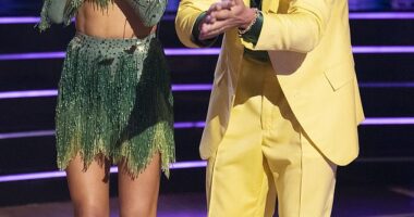 Val Chmerkovskiy (pictured, right) is reportedly feeling 'demoralized' and is secretly wishing he had been partnered with a more 'desirable' celebrity than Alix Earle (pictured, left)