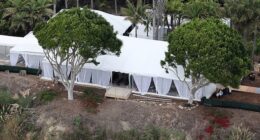 New aerial photos have offered a glimpse of the site of Selena Gomez and Benny Blanco 's lavish wedding ceremony
