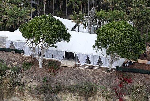 New aerial photos have offered a glimpse of the site of Selena Gomez and Benny Blanco 's lavish wedding ceremony
