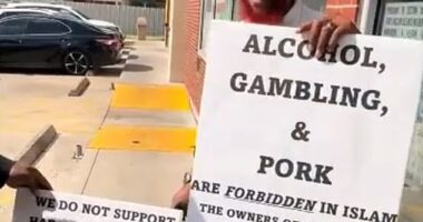 Houston-area Imam F. Qasim ibn Ali Khan of Masjid At-Tawhid has launched a campaign to pressure Muslim-owned stores to stop selling pork, alcohol , and lottery tickets