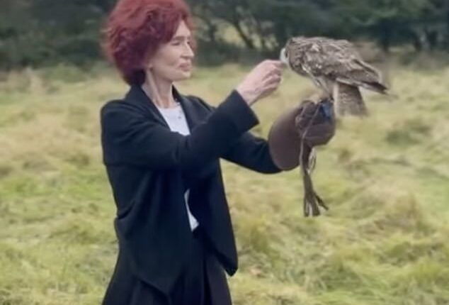 Sharon Osbourne was seen for the first time since her husband Ozzy's funeral on Thursday as her daughter Kelly discussed their new shared passion for falconry