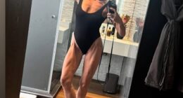 Jewel has shown off her very toned body in a black bathing suit after lifting weights to stay fit. The 51-year-old beauty, who used to date Yellowstone actor Kevin Costner , seems to be in the best shape of her life in the bathroom selfie image shared to her Insta Stories on Tuesday