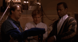 Dan Aykroyd, Robert Redford, and Sidney Poitier in the film Sneakers.