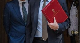 The Prime Minister leaves Downing Street with Morgan McSweeney, who has been engulfed in crisis following the leaked email