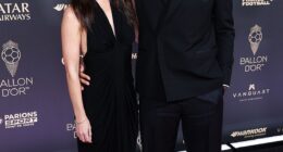 Liverpool captain Virgil van Dijk arrived at the ceremony with his wife Rike Nooitdagt