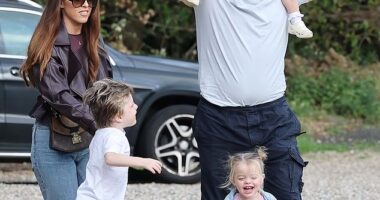 Thomas Skinner enjoyed a family day out with wife Sinéad and their three children in Brentwood Essex on Thursday as the family moved on from his affair scandal