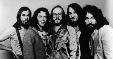 Rick Davies (far right), who was a founding member of the 70s rock band Supertramp, has died at age 81; L-R Dougie Thomson, Bob C Benburg, John A Helliwell, Roger Hodgson, and Rick