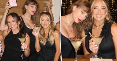 Taylor Swift cuddles up to Brittany Mahomes in new birthday party photo