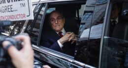 Giuliani was hit while reentering his car after calling 911 for a woman dealing with a domestic conflict. Lauren Kemp, 19, was driving the Honda HR-V that struck his car. Giuliani is pictured in December 2023