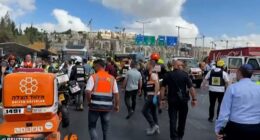 Forensic teams were seen scouring the area in the aftermath of the attack