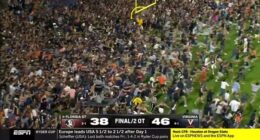 Thousands of college football fans were seen storming onto the field on Friday night