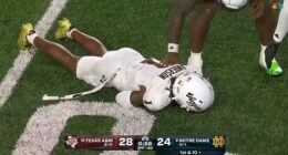 Texas A&M defensive back Bryce Anderson was knocked out cold late in the first half