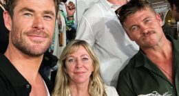 They're Australia's golden family - with Chris Hemsworth and his famous brothers Liam and Luke embodying the wholesome, hard-working Aussie values that have made them household names across the world. Pictured with their mother Leonie