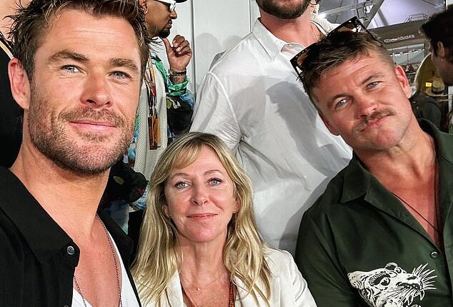 They're Australia's golden family - with Chris Hemsworth and his famous brothers Liam and Luke embodying the wholesome, hard-working Aussie values that have made them household names across the world. Pictured with their mother Leonie