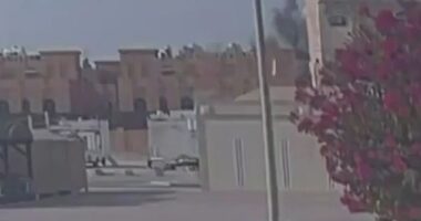 Video footage shared online shows the moment of an explosion in Doha today