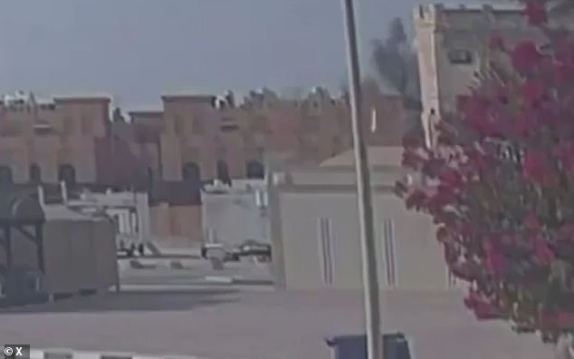Video footage shared online shows the moment of an explosion in Doha today