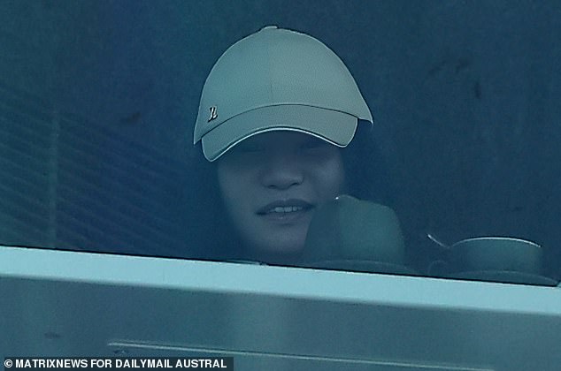 Mysterious heiress LanLan Yang has continued her extraordinary efforts to hide her face from the public but briefly let her mask slip during a lazy two-hour lunch at a Sydney harbourside restaurant (above)