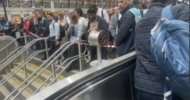 Photos show the entrance to the Tube at Paddington being cordoned off by staff