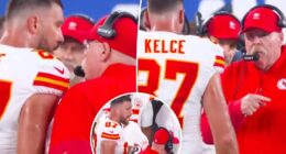 Travis Kelce gets into heated exchange with coach Andy Reid during Chiefs vs. Giants game