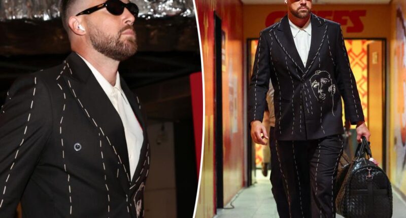 Travis Kelce rocks custom suit to Chiefs season opener in Brazil