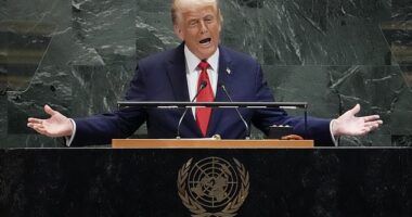 US President Donald Trump delivers remarks to the United Nations General Assembly at the UN headquarters in New York City on September 23, 2025