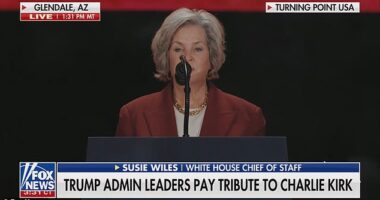 Susie Wiles nearly broke down into tears while honoring her late friend Charlie Kirk