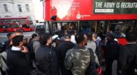 Despairing commuters are now packing onto buses into the city which are extremely busy with workers