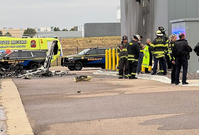 Two people were killed when a plane crashed into a a Colorado business park and ignited a fire early Friday morning