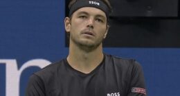 Taylor Fritz inadvertently put his headband on upside down before heading out on court