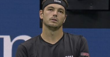 Taylor Fritz inadvertently put his headband on upside down before heading out on court
