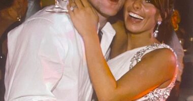 Wayne Rooney has insisted he would be dead if it wasn't for his wife Coleen who he says 'saved' him from alcoholism (pictured in 2008 on their wedding day)