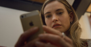 Lily James as Whitney Wolfe Herd in 20th Century Studios' SWIPED. Photo courtesy of 20th Century Studios © 2025 20th Century Studios. All Rights Reserved.