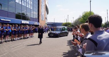 Wigan Athletic and Warriors players line the streets to pay their respects to Darren Orme