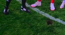 Austria's World Cup qualifier against Cyprus was delayed after this sinkhole opened up