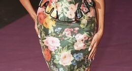 Maya Jama turned heads in a figure-hugging floral gown as she joined Naomi Campbell and Janet Jackson in leading the glamorous stars at the British Museum Pink Ball in London on Saturday