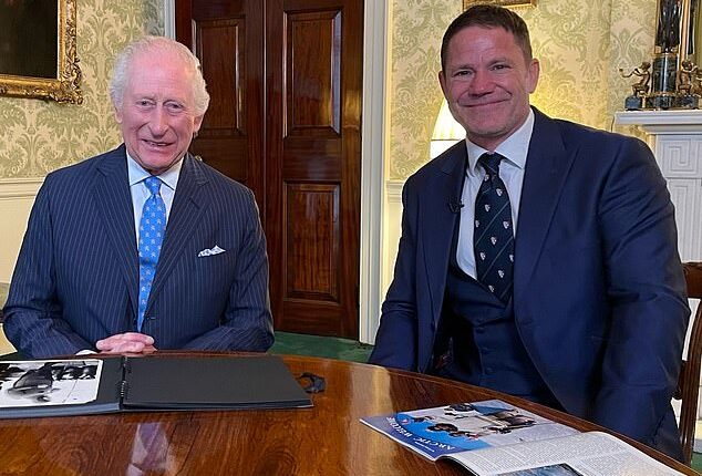 The King will speak to Steve Backshall about the 'devastating effects' of climate change in a forthcoming ITV documentary. Pictured together in March at Buckingham Palace