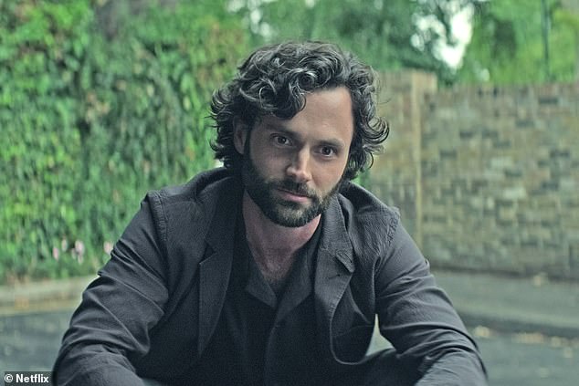 Gen Z women who watch and like TikTok videos that romanticize criminals could be sexually attracted to both real life and fictional villains, revealed a recent study (Pictured: Murderous characters such as Joe Goldberg (played by Penn Badgley) from Netflix's YOU, are often lusted after by Gen Z women, found a recent study)
