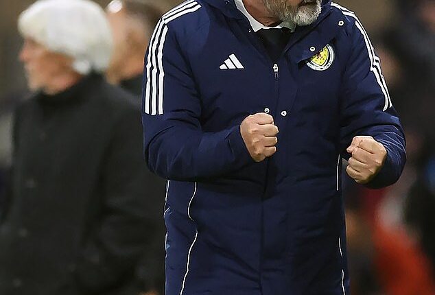 Clarke celebrates as Scotland secure victory over Greece to keep them joint-top of their World Cup qualifying group