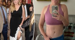 Amy Schumer models flat abs after dramatic weight-loss transformation