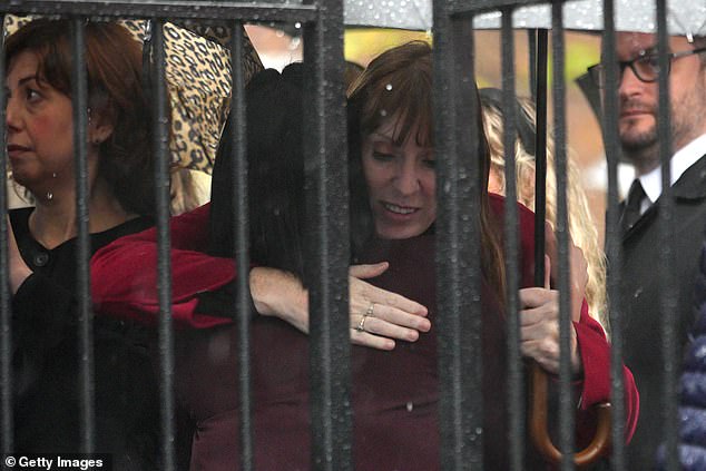 Angela Rayner hugs Home Secretary Shabana Mahmood as they attend a vigil to remember the victims of the Manchester Synagogue attack