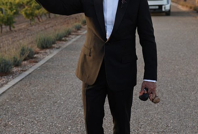 Antonio Banderas has revealed the special reason his daughter chose to marry in Spain and sweetly gushed that seeing her as a bride was one of the 'most beautiful moments' of his life (he is pictured at the wedding)