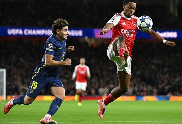 Jurrien Timber (right) produced another reliable display as Arsenal kept a clean sheet