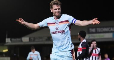 Brentford cruised into the last eight of the Carabao Cup by thrashing Grimsby 5-0