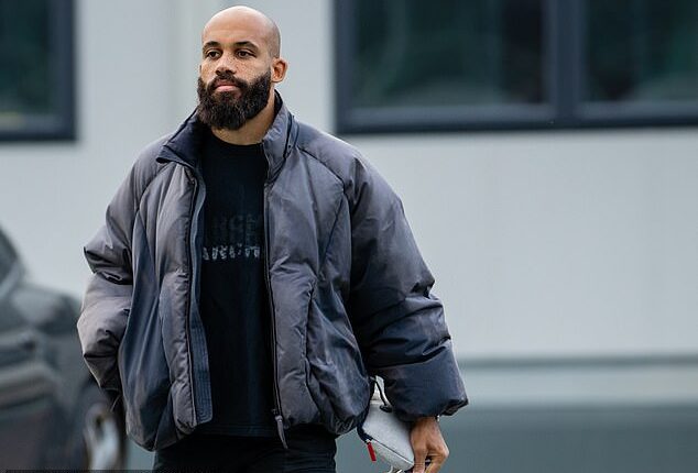 Bryan Mbeumo, pictured reporting for Man United training on Thursday, is back from international duty where he was reportedly trying to persuade Carlos Baleba to join