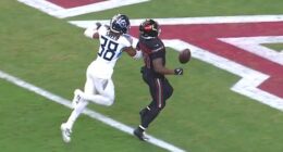 Emari Demercado lost control of the ball before reaching the end zone on Sunday